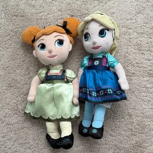 Disney Frozen Anna and Elsa Plush Dolls - Cream and Blue